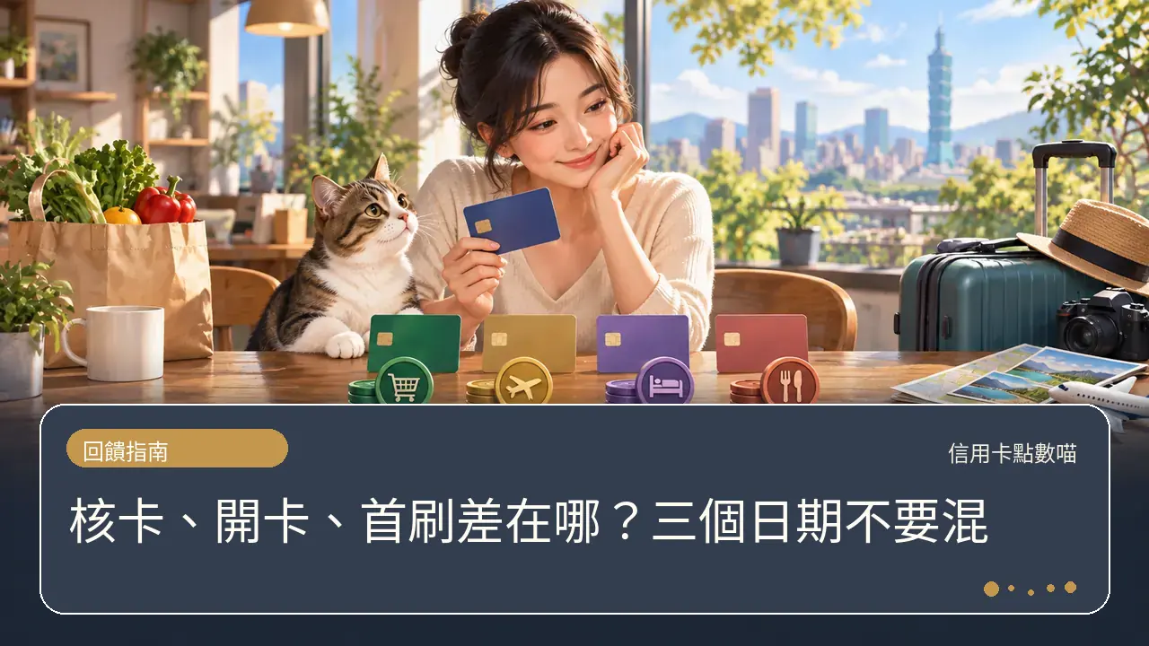 核卡、開卡、首刷差在哪？三個日期不要混主題插畫